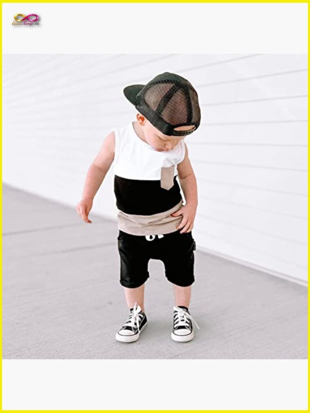 Toddler Boy Sleeveless Tank & Shorts Set Summer Outfit Cotton Blend Soft - Picture 3 of 7
